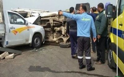 إصابة 13 شخص فى حادث تصادم بطريق المنصورة بالدقهلية