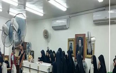استقبال جثمان الأنبا بيشوي بدير القديسة دميانة ببراري بلقاس