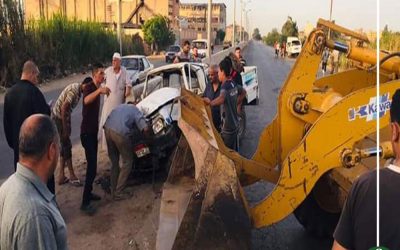 حالتين وفاة و12 مصاب بحادث تصادم سيارتين علي طريق “طلخا _شربين”