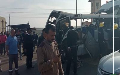 إصابة 11 عاملا بالاستثمار في حادث تصادم على طريق بورسعيد