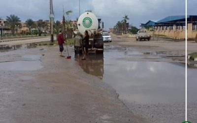 شفط مياه الأمطار من شوارع جمصة