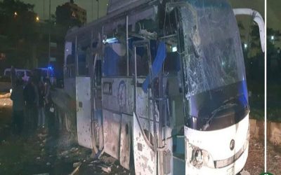 حالتا وفاة و14 مصابًا في انفجار أتوبيس بالهرم