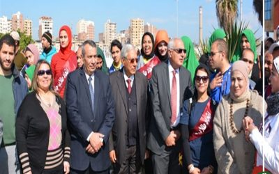 المحافظ ورئيس جامعة المنصورة يطلقان ماراثون الدراجات