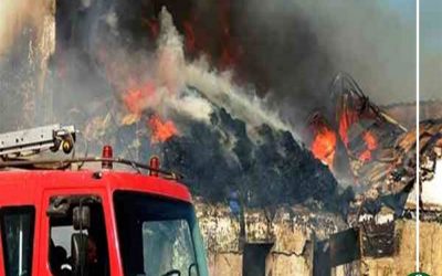 6 سيارات إطفاء لحريق في مديرية أمن الدقهلية