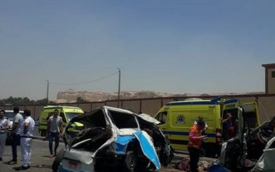 إصابة ٥ أشخاص في حادث تصادم علي طريق جمصة